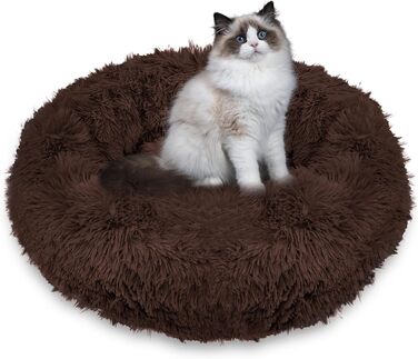 Кругле ліжко для собак Springos з антиковзною основою, 80 см, коричневе