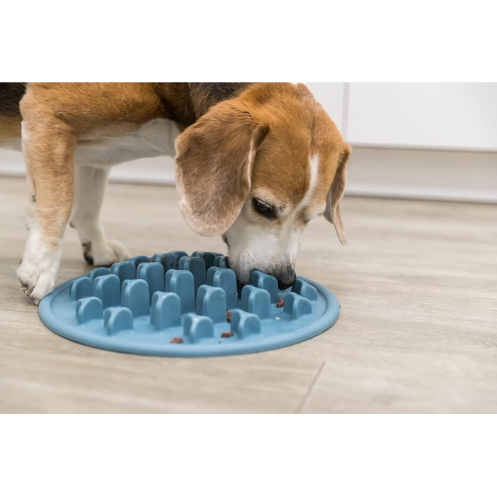 Таця для повільного годування TRIXIE Slow Feeding Anti Schling Matte Pillars, Ø 35 см, блакитна