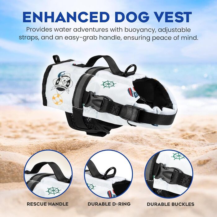 Жилет для плавання собак Paws Aboard – регульований, світловідбиваючий, зручний, різні кольори та розміри XXS-XL