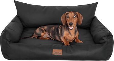 Водонепроникне ліжко для собак великих і середніх порід - диван-ліжко для собак Joker, знімний килимок, чорний колір, 64x49 см, Oeko-Tex сертифікат