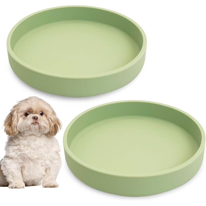 Набір мисок для корму для собак і котів з силікону, 2 шт. - плоскі, для сухого та вологого корму, 17,8 см