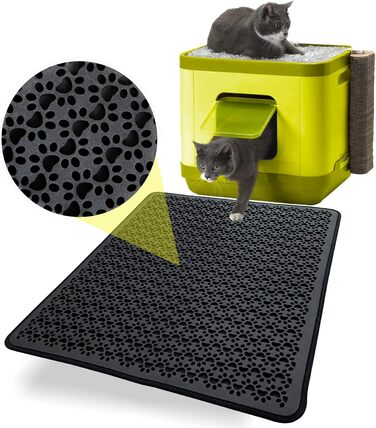 Килимок під лоток для котів, чорний 60x74 см, двошаровий, з EVA, водонепроникний, великий розмір
