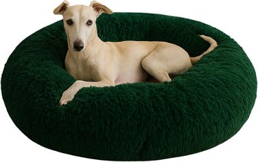 М'яке ліжко для собак знімний чохол 80 см - Ручна робота, пухнасте ліжко для собак, подушка для собак пухнаста - ліжко для котів, машинне прання - кругле ліжко для котів зелене 80 см, зелене
