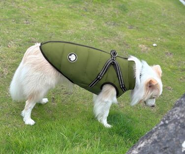 Водонепроникний теплий зимовий одяг для собак з коміром, для маленьких, середніх та великих собак, для Лабрадора, Чихуахуа, Французького бульдога, XL (6.5-9кг), зелений