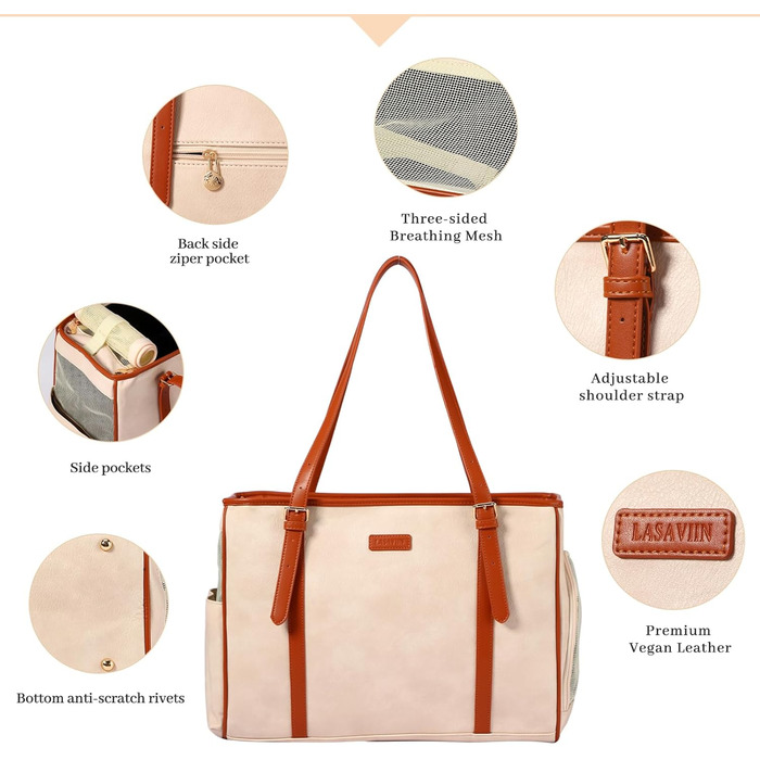 Сумка-переноска для собак Lasaviin: стильна, з натуральної шкіри, для маленьких собак, котів, цуценят, дозволена авіаперевезеннями