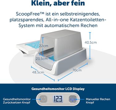 Автоматичний туалет для котів PetSafe ScoopFree з кришкою, самочистящийся, друга генерація, з вбудованим монітором здоров'я, сірий