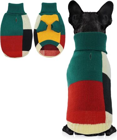 Вовняний пуловер для собак - вінтажний стиль, маленькі породи, зелений (S)