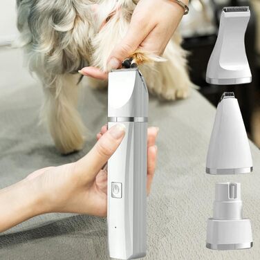 Електричний триммер для собак 4-в-1: стрижка, грумінг, догляд за кігтями та шерсті. Бездротовий, тихий, для цуценят та собак білих порід