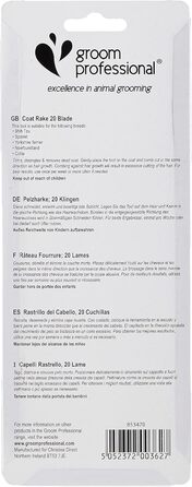 GROOM PROFESSIONAL Щітка для собак - вичісуюча щітка для собак, видалення підшерстка, вичісування, видалення шерсті, X-Fein 20 зубців, екстра-тонка