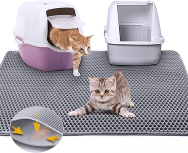 Килимок для котячого туалету Asoway Katzenklo 80x60 см, вологостійкий, з антиковзаючим покриттям, двошаровий, з дизайном стільових сот