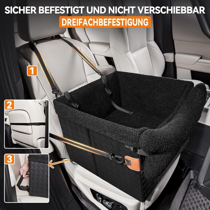 Автокрісло для собак - чорний, великий розмір. Зручне автоліжко для собак маленьких та середніх порід з кишенями та повідком. Підвищене автоліжко для собак на заднє сидіння та переднє сидіння автомобіля.