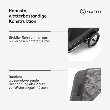 Причіп для собак Klarfit Goldie Home, 334 л, водовідштовхувальний, для дому та вулиці, вантажопідйомність 40 кг, складаний, 16-дюймові колеса
