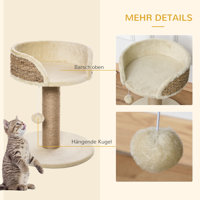 PawHut Cat Tree Маленьке 49 см Котяче дерево з лежачою поверхнею Ігровий м'яч Дерево для лазіння по маленькому коту Stable Cream White