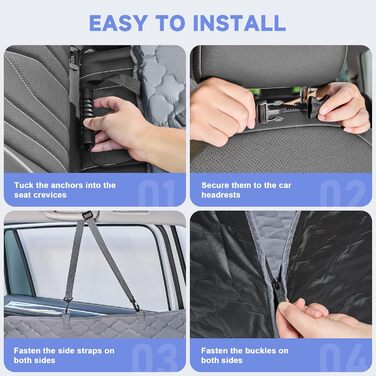 Накладка на сидіння автомобіля для собак, жорстка підкладка, витримує до 180 кг, водонепроникний захист з сіткою-вікном, підходить для позашляховиків та вантажівок, сірий колір, розмір L (147×75 см)