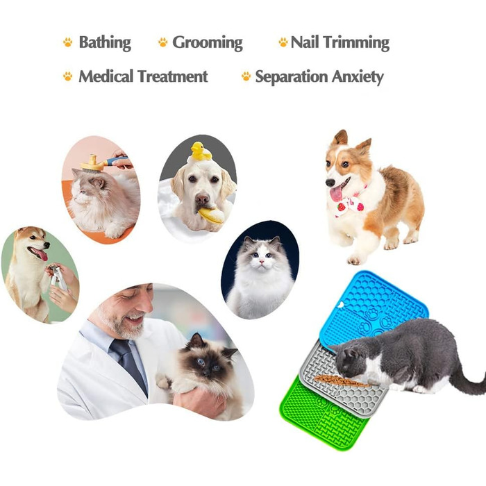 Килимок для повільного годування собак та котів, силіконовий, сірий - Slow Feeder для тварин