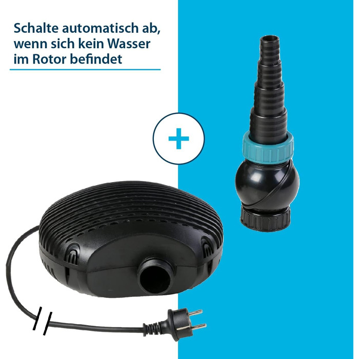 AquaForte EC 8000 фільтр-насос для ставка, 50 Вт, 8000 л/год, 4 м, кабель 10 м, для водоспадів, струмків, фонтанів