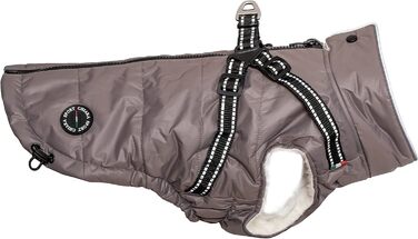 Зимова куртка для собак CHIARA Nick з шлейкою CHJ-2331DB-3 XL - тепла, водонепроникна, вітронепроникна, поліестер, індивідуальна посадка, темно-сіра (M, Сірий)