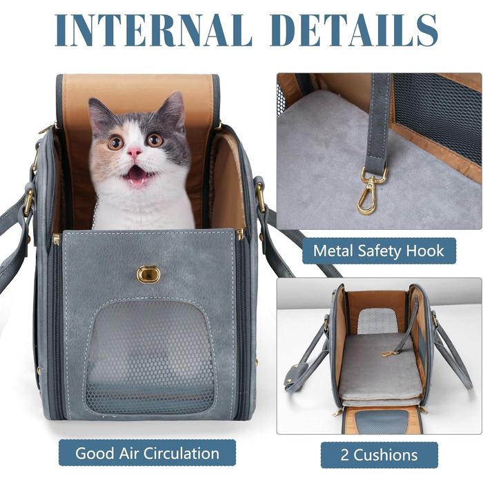 Сумка-переноска для собак та котів PetsHome, преміум-якість, сіра, водонепроникна, складна, 38 x 20 x 25 см