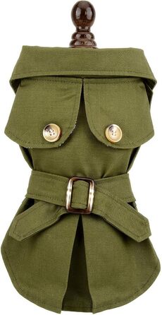 PAIDEFUL Західна куртка для маленьких собак, вітронепроникна, з поясом, для осені та зими, розмір S, хакі