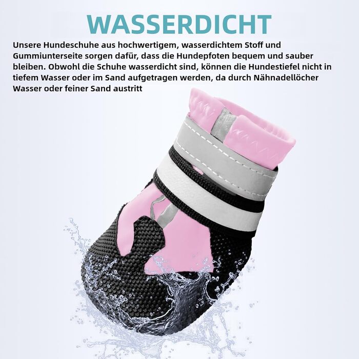 Водонепроникні собачі чоботи з антиковзкою підошвою, 4 шт. – захист лап для собак маленьких, середніх та великих порід (Рожеві, XL)