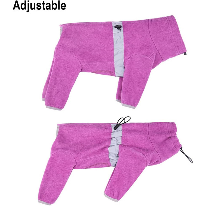 Теплий флісовий одяг для собак, зимовий, з довгими рукавами, для чотирилапих, регульований, для собак малих та середніх порід, розмір XS (фіолетовий)