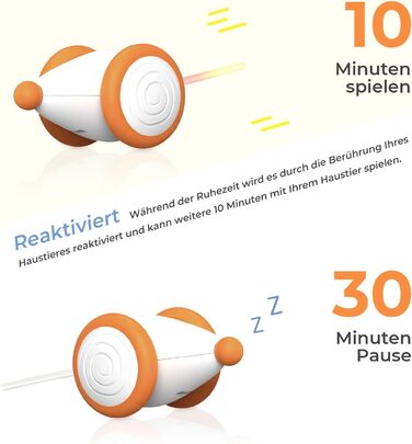 Інтерактивна іграшка для котів Cheerble Wicked Mouse з LED-підсвіткою, інтелектуальна електрична мишка USB, подарунок для котів, абрикосова