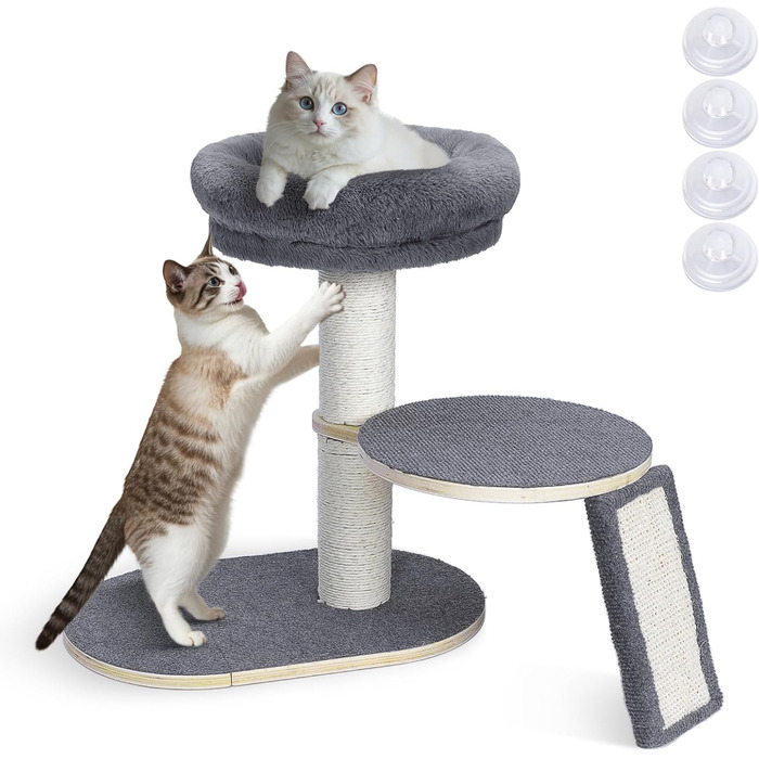 Кігтеточка для котів Eukue велика, 80 см з платформою, мотузкою з сизалю та стійкою основою. Підходить для кошенят та дорослих котів. Комплект кігтеточок (білий/сірий)