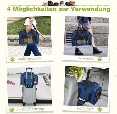 Транспортна сумка для кота/собаки TOFFCAEA, переноска для тварин, складана, 6 кг, для середніх собак та котів (Блакитний, 43 x 28 x 28 см)