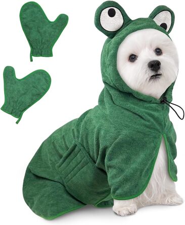 Рушник для собак Badeantel: швидковисихаючий рушник з мікрофібри з регульованим ремінцем на липучці для великих, середніх та маленьких собак/котів (зелений, зелений жаб)