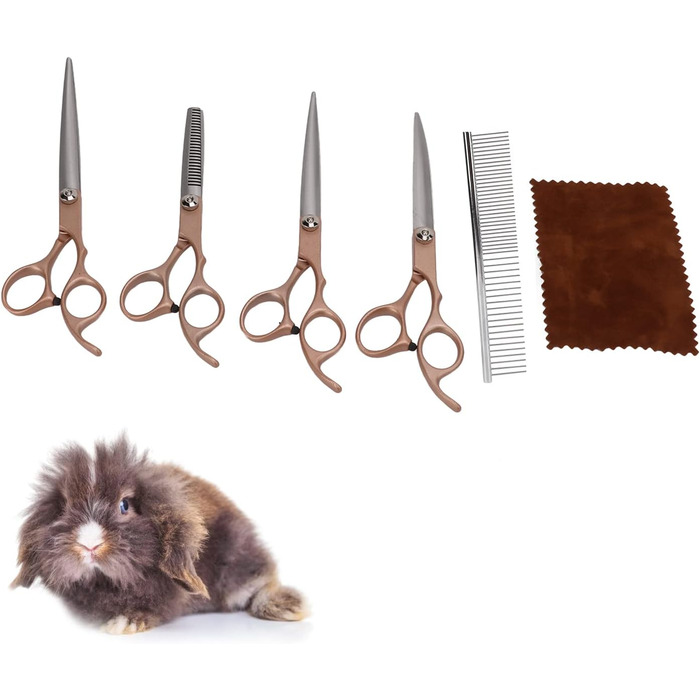 Набір професійних ножиць для грумінгу собак та котів, 17.8 см, зелений (Golden)