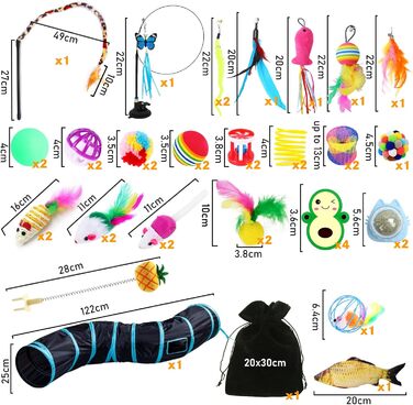Набір іграшок для котів YUTUY: тунель, м'ячики, пір'я, мишки, котяча м'ята, рибки (чорний)