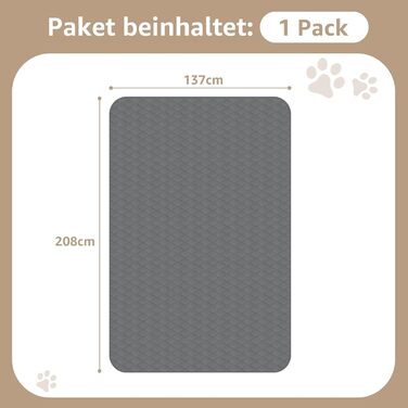 Водонепроникний килимок для собак PICK FOR LIFE: м'який, двосторонній, 137x208 см
