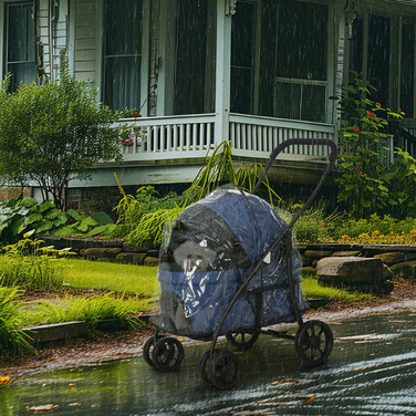 PawHut Dog Buggy 2 в 1 з чохлом від дощу Складаний візок для собак для маленьких собак і кішок 81x68x98.5 см Темно-Синій