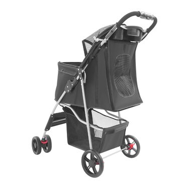 Візок для собак 2в1, переноска для собак, складаний візок-переноска до 15 кг з сітчастими віконцями, тримачем для напоїв, дощовиком, візок-джер для тварин