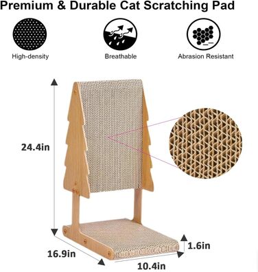 Котячий когтетоп ERNAN: 62 см, L-подібний, з картону, для захисту дивану, на стіну та кут