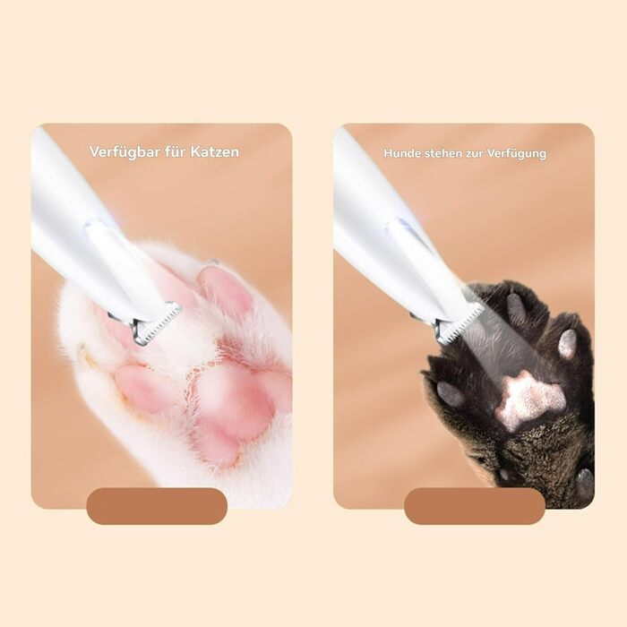 Триммер для собак Yagerod: тиха машинка для догляду за чутливими подушечками лап з LED-підсвічуванням, USB, водонепроникна