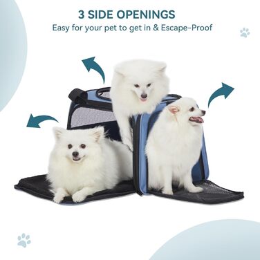 Переноска для котів і маленьких собак Petsfit, легка, з ременем безпеки та розширюваним матом, синя, розмір L