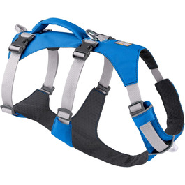 Шлея Ruffwear Flagline з ручкою, легка регульована шлейка для собак, 3 точки кріплення повідка, посилений ремінь і міцний V-подібний металевий кільце, синя, XXS (33-43 см)