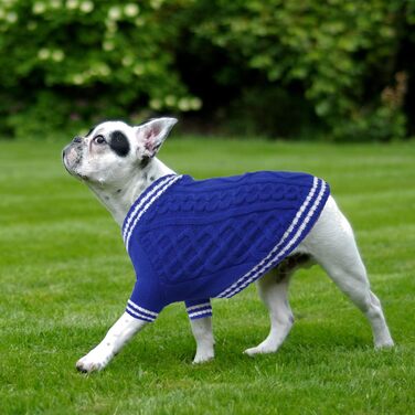 Світер для собак - теплий для чихуахуа, елегантний, з V-подібним вирізом, для маленьких, середніх та великих собак (синій, XS)