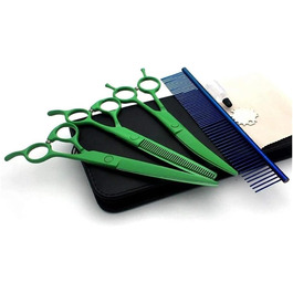 Ножиці для собак, вигнуті, професійні, набір BeautyScissors, для стрижки шерсті тварин (зелені)