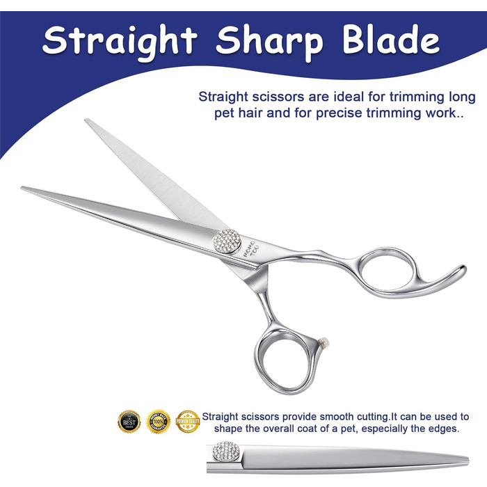Професійна вигнута ножиця для грумінгу собак та котів, 440C сталь, 20.3 см (8 дюймів)