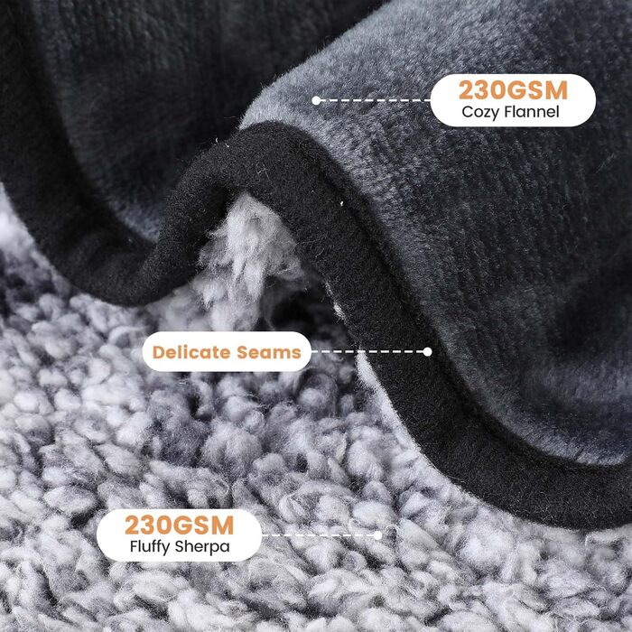 PETTOM Деки для собак Водонепроникні, Деки для собак на диван 152 x 127 см, Деки для собак з Sherpa та Flanell, Деки для домашніх тварин М'які, Можна прати в пральній машині L: 152*127 см Темно-сірий