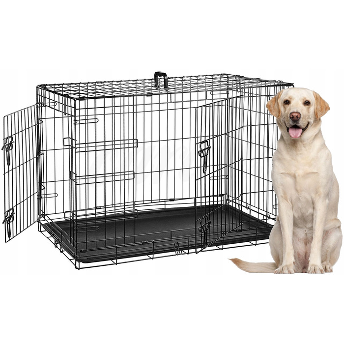 Клітка зі сталі з порошковим покриттям Ender для великих порід собак, 76 x 120 x 82 см