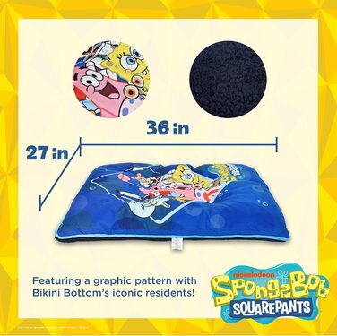 Ліжко для собак Spongebob Squarepants Bikini Bottom Napper — м'яке, плюшеве, ізнімний чохол, пране, для домашніх тварин
