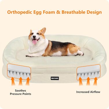 Ортопедичне ліжко для собак, ліжко-софа для собак з підголовником, антиковзаюча підставка, знімний та пральний кошик для собак, середні та великі породи, 106 x 79 x 17 см, оливковий колір