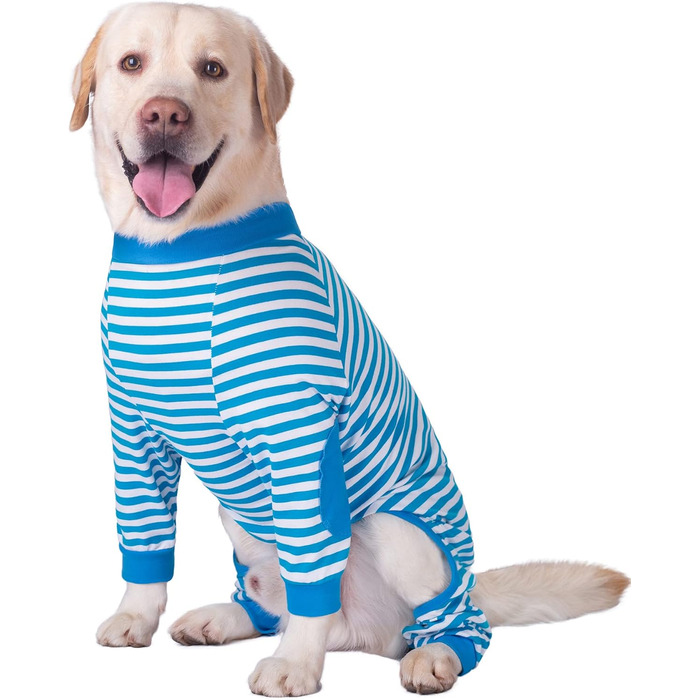 Піжама для собак, комбінезон, одяг для середніх та великих собак, дихаючий, з блискавкою, м'яка бавовна