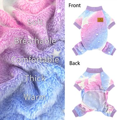 Піжама для собак XPUDAC, фліс, теплий пуловер для маленьких та середніх собак, дівчаток та хлопчиків, тепла зимова одяг для собак, теплий зимовий костюм, для дітей, розмір S, світиться в темряві, розмір XS (обхват грудей 31.75 см)