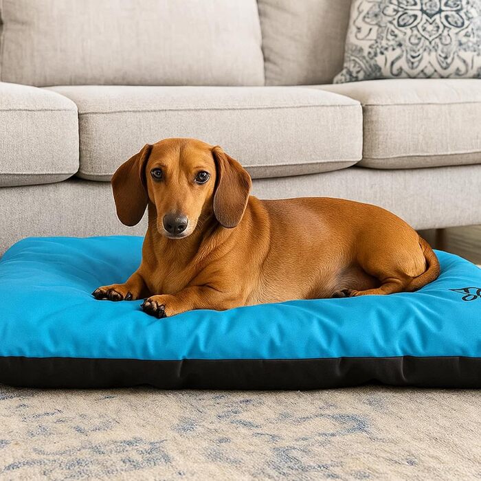Килимок для собак, лежанка для собак великих, середніх та малих порід - вологостійкий, м'який, 90x60x8 см, блакитний