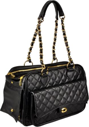 Сумка для собак Gigi чорна – 40x22x28 см – штучна шкіра, з подушкою, безпечна, з вентиляцією, для перенесення