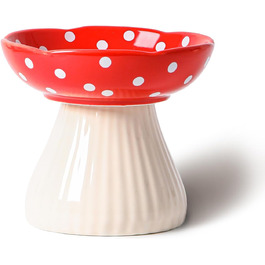 Підвищена годівниця для котів RESVUGA з милим дизайном у вигляді гриба, безпечна керамічна годівниця для маленьких собак, корму та води (Жовтий)